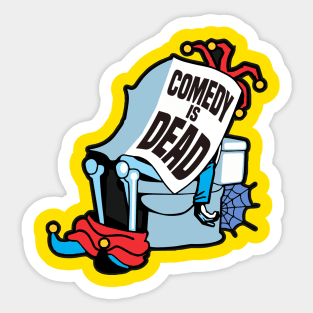 Comedy is Dead- Cartoon of A Jester on the Toilet 1.0 Sticker